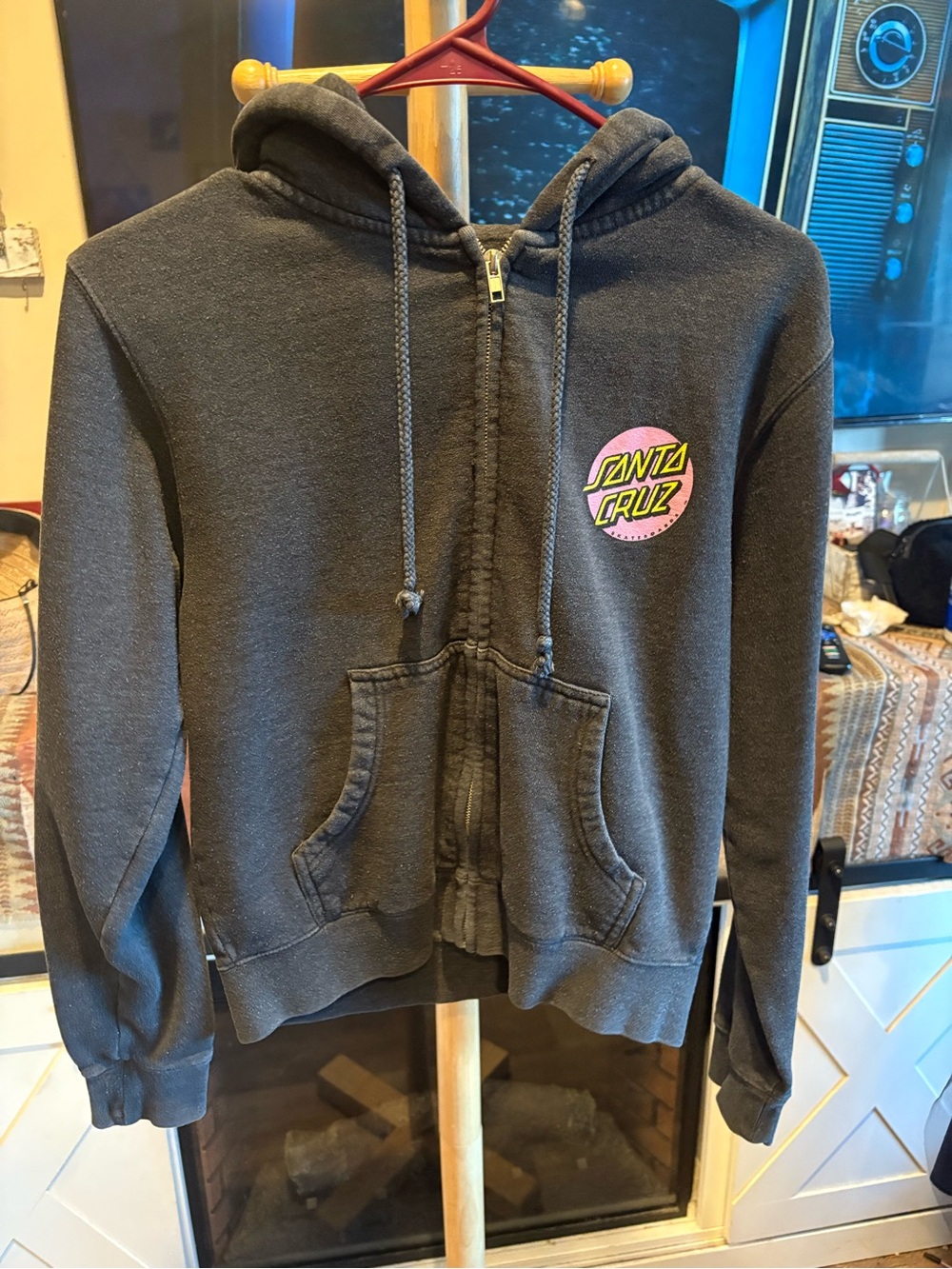 Santa Cruz Black Hoodie with White Logo